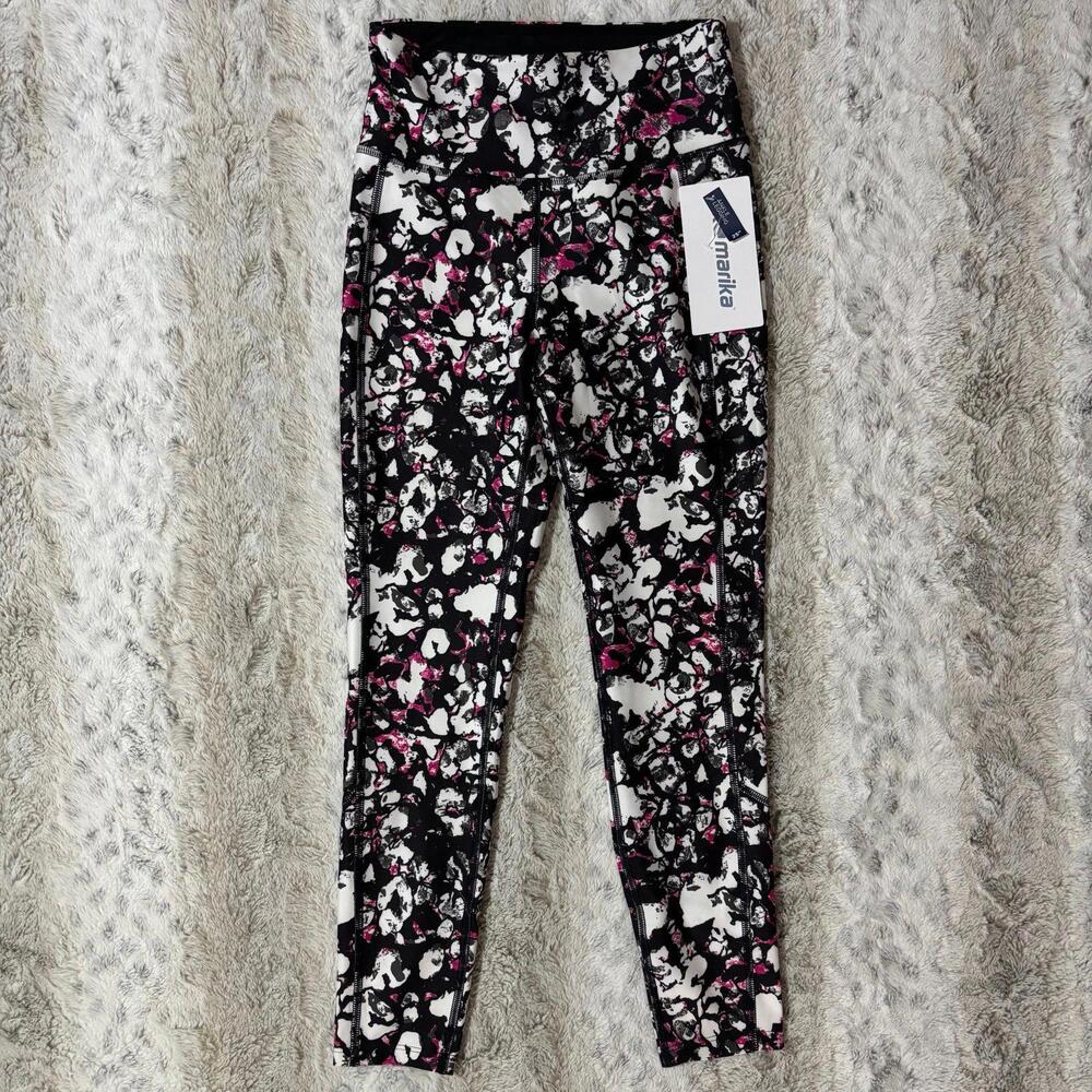 Marika capri leggings pink black women’s size small nwt